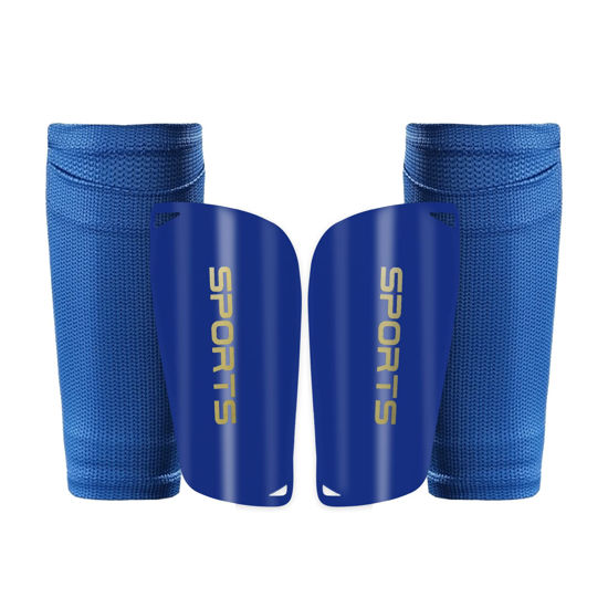 Picture of AIMISICAR Kids Youth Soccer Shin Guards, Shin Pads and Shin Guard Sleeves for 3-15 Years Old Boys and Girls for Football Games, EVA Cushion Protection Reduce Shocks and Injuries