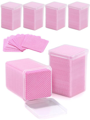 Picture of TEOYALL Lint Free Nail Wipes, 1200 PCS Non-Woven Fabric Nail Cleaning Pads Pink Lash Extensions Glue Cleaning Wipes Nail Salon Supplies (1200 PCS)