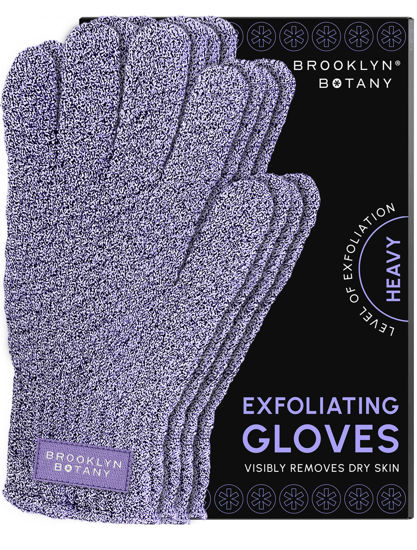 Picture of Brooklyn Botany Exfoliating Gloves for Bath and Shower - Heavy Duty Exfoliating Body Scrubber for Massage and Dead Skin Remover for Body - 2 Pairs