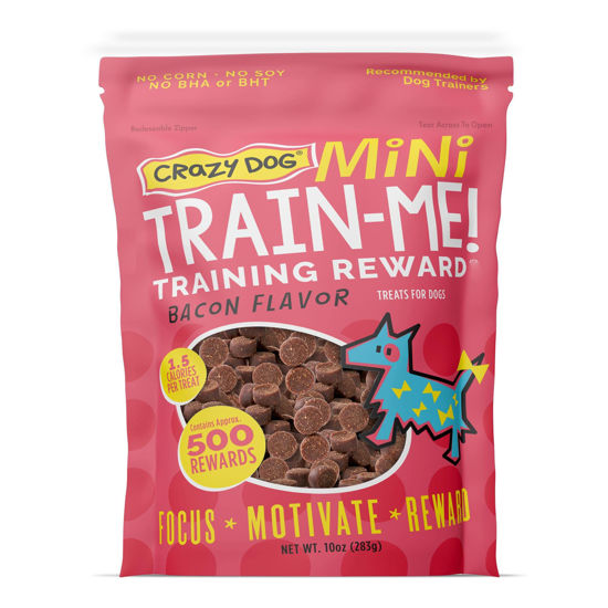 Picture of Crazy Dog Mini Train-Me! Training Treats 10 oz. Pouch, Bacon Flavor, with 500 Treats per Bag, Recommended by Dog Trainers