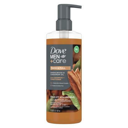 Picture of Dove Men+Care 2-in-1 Shampoo + Conditioner Sandalwood & Cardamom Oil for Thick & Full Hair, + Vitamin B3 & Mineral Complex, 17.5 oz