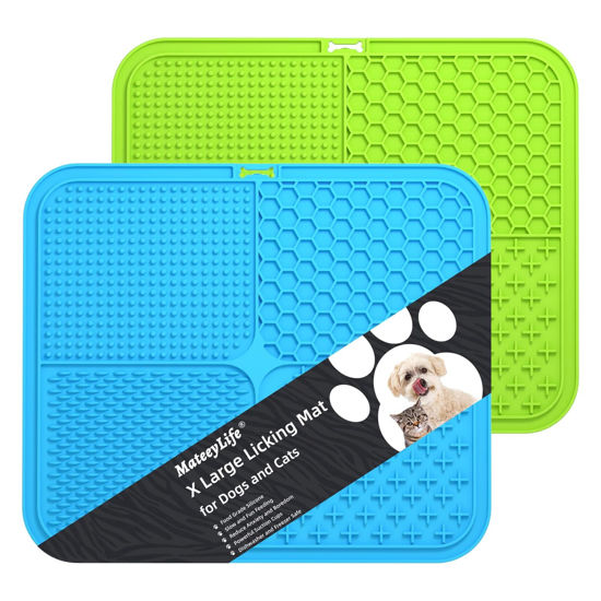 Picture of MateeyLife X Large Lick Mat for Dogs with Suction Cups, Slow Feeder Dog Bowls, Dog Lick Mat for Anxiety Relief, Dog Toys to Keep Them Busy, Dog Enrichment Toys for Bathing, Cat Lick Pad for Boredom