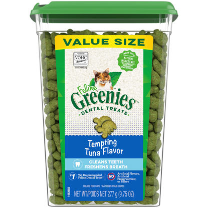 Picture of Greenies Feline Adult Natural Dental Care Cat Treats, Tempting Tuna Flavor, 9.75 oz. Tub