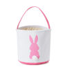 Picture of Easter Bunny Basket Easter Bucket Egg Hunt Basket for Kids, Canvas Rabbit Print Basket w. Fluffy Tail, Candy Egg Toy Easter Basket Tote w. Handle (Pink New)