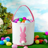 Picture of Easter Bunny Basket Easter Bucket Egg Hunt Basket for Kids, Canvas Rabbit Print Basket w. Fluffy Tail, Candy Egg Toy Easter Basket Tote w. Handle (Pink New)