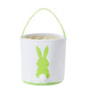 Picture of Easter Bunny Basket Easter Bucket Egg Hunt Basket for Kids, Canvas Rabbit Print Basket w. Fluffy Tail, Candy Egg Toy Easter Basket Tote w. Handle (Green New)