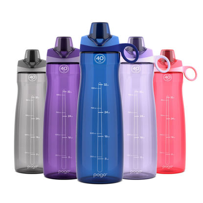 Picture of Pogo BPA-Free Plastic Water Bottle with Chug Lid, 40 Oz, Blue