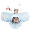 Picture of Tempcore Pet Cat Tunnel Tube Cat Toys 3 Way Collapsible, Cat Tunnels for Indoor Cats，Kitty Tunnel Bored Cat Pet Toys Peek Hole Toy Ball Cat, Puppy, Kitty, Kitten, Rabbit Light Grey