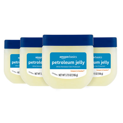 Picture of Amazon Basics Petroleum Jelly White Petrolatum Skin Protectant, Unscented, 3.75 Ounce (Pack of 4) (Previously Solimo)