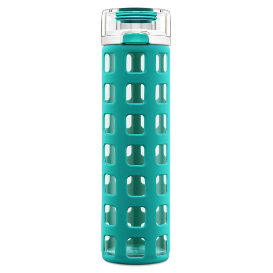 Picture of Ello Syndicate Glass Water Bottle with One-Touch Flip Lid , Mint, 20-ounce