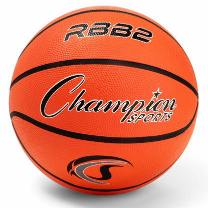 Picture of Champion Sports Rubber Junior Basketball, Heavy Duty - Pro-Style Basketballs, and Sizes - Premium Basketball Equipment, Indoor Outdoor - Physical Education Supplies (Size 5, Orange)