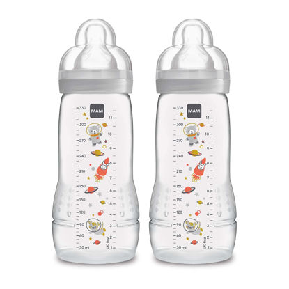 Picture of MAM Easy Active Bottle 11 oz (2-Count), Fast Flow Bottles, 4+ Month, Unisex, Gray