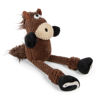 Picture of goDog Checkers Skinny Horse Squeaky Plush Dog Toy, Chew Guard Technology - Brown, Small