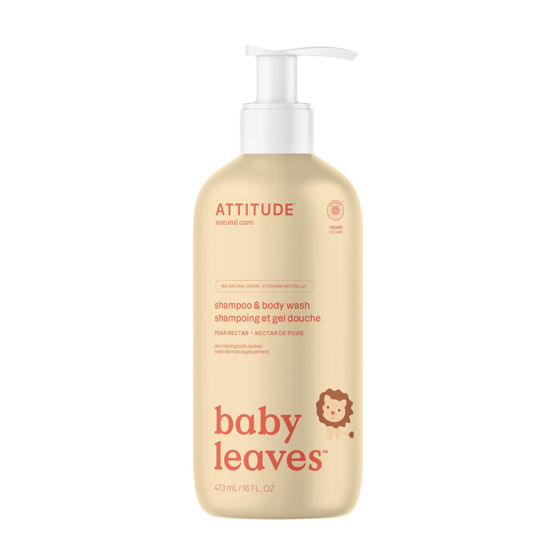 Picture of ATTITUDE 2-in-1 Shampoo and Body Wash for Baby, EWG Verified, Dermatologically Tested, Vegan, Pear Nectar, 16 Fl Oz