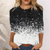 Picture of Summer 3/4 Sleeve T Shirt Landscape Painting Pattern Top for Womens Three Quarter Sleeve Pullover Round Neck Tee