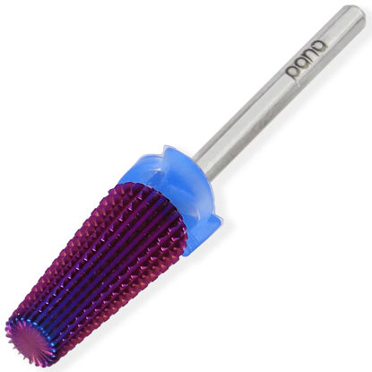 Picture of PANA 3/32" Shank 5-in-1 Nail Carbide Bit - (Triple Coarse - Medium Grit, Purple) - Two Way Rotate use for Both Left and Right Handed Fast remove Acrylic or Hard Gel Machine