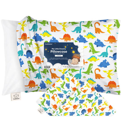 Picture of KeaBabies Toddler Pillowcase for 13X18 Pillow - Organic Toddler Pillow Case for Boy, Kids - 100% Natural Cotton Pillowcase for Miniature Sleepy Pillows - Pillow Sold Separately (Happy Dino)