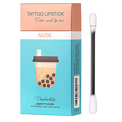 Picture of 20 Pcs/Box Tattoo Lipstick Cigarette Cotton Swab, Women Long Lasting Lip Gloss Cotton Swab Matte, Cigarette Lipstick Cotton Swab, Durable Waterproof Liquid Non-Stick Lipstick, Easy To Carry (nude)