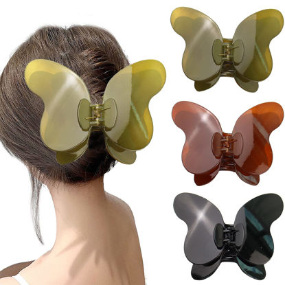 Picture of WACHLL Butterfly Hair Clips Butterfly Claw Clips Hair Clips for Women Hair Clips for Thick Hair Matte Hair Clips Medium Hair Clips Big Butterfly Clips for Women Cute Hair Clips (3Pcs)