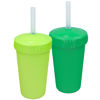 Picture of Re-Play Made in USA 2 Pack Straw Cups for Toddlers, 10 Oz. - Reusable Kids Cups with Straws and Lids, Dishwasher/Microwave Safe - Toddler Cups with Straws 3.13" x 5.5", Kelly Green/Lime Green