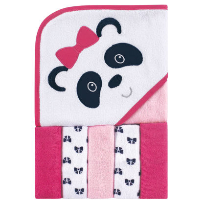 Picture of Luvable Friends Unisex Baby Hooded Towel with Five Washcloths, Panda, One Size