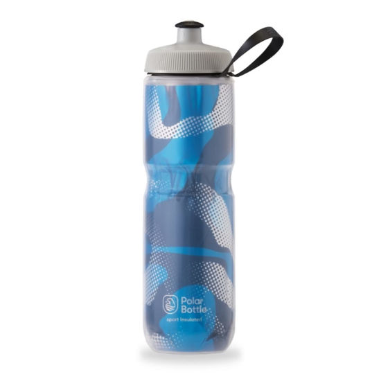 Picture of Polar Bottle Sport Insulated Water Bottle for Gym- BPA-Free, Sport & Bike Squeeze Bottle with Handle (Contender - Blue & Silver, 24 oz),LDPE, TPU