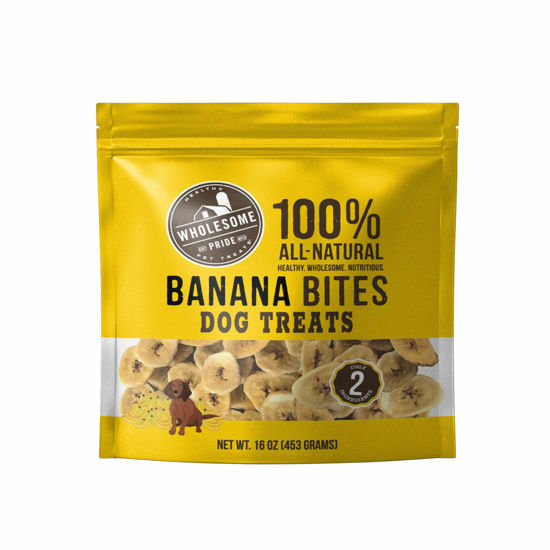 Picture of Wholesome Pride, 100% All-Natural Single Ingredient, Soft, USA-Sourced Dog Treats, Banana Bites 16oz