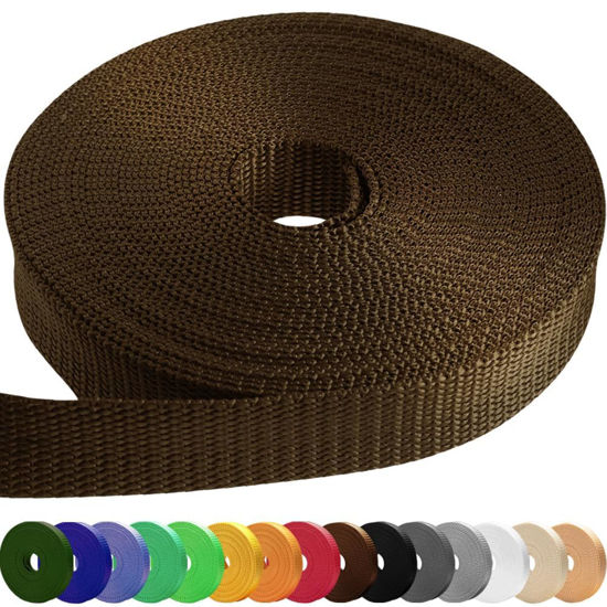 Picture of TECEUM 2 Inch Webbing - Brown - 10 yards - 2” Heavy-Duty Wide Webbing for Climbing Outdoors Indoors Crafting DIY nw