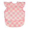 Picture of Tiny Twinkle Mess Proof Baby Bib - Waterproof Baby Apron - Machine Washable - PVC, BPA, & Phthalate Free - Great Travel Bib for Baby Eating - Baby Food Bibs (Pink Checkers, Small 6-24 Months)