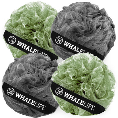 Picture of Loofah Sponge Bath Sponge for Women Men 4 Pack (Gray Green)