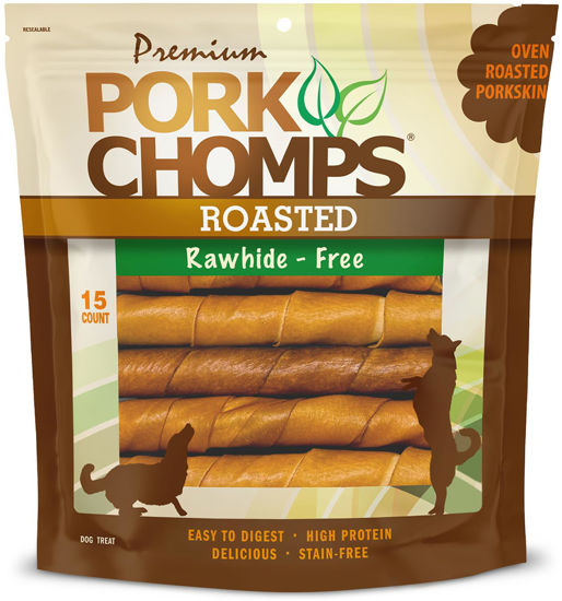 Picture of Pork Chomps Roasted Pork Skin Dog Chews, 6-inch Twists, 15 Count