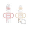 Picture of Dr. Brown's Milestones Narrow Sippy Spout Bottle with 100% Silicone Handles, Easy-Grip Handles with Soft Sippy Spout, 8oz/250mL, Light-Pink & Ecru, 2-Pack, 6m+