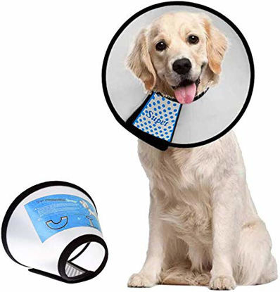 Picture of Supet Dog Cone Collar Adjustable After Surgery, Comfortable Pet Recovery Collar & Cone for Large Medium Small Dogs, Elizabethan Dog Neck Collar Plastic Practical