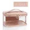 Picture of OCHEAL Clear Makeup Bags,Portable Cosmetic Bag Travel Makeup Organizer case Make Up Bag for Women and Girls Cosmetics Toiletries Brushes Slots and Divider-Clear Rose Gold