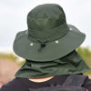 Picture of Fishing Hat for Men & Women, Outdoor UV Sun Protection Wide Brim Hat with Face Cover & Neck Flap Army Green