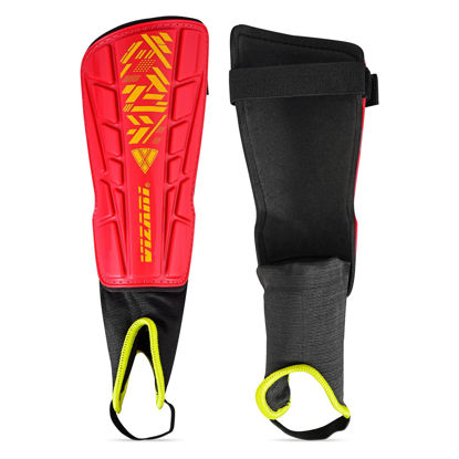 Picture of Vizari Malaga Soccer Shin Guard for Kids| Youth Soccer Shin Guard | Lightweight and Breathable Child Calf Protective Gear Soccer Equipment | Red | XX- Small