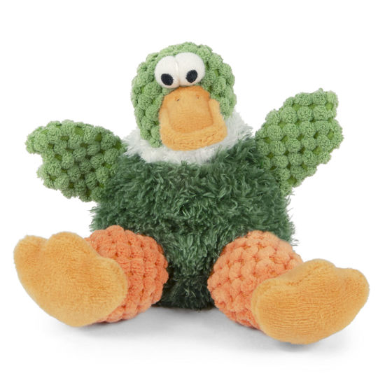 Picture of goDog Checkers Just for Me Sitting Duck Squeaky Plush Dog Toy, Chew Guard Technology - Green, Mini