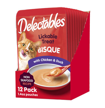 Picture of Hartz Delectables Non-Seafood Bisque Lickable Wet Cat Treats for Adult & Senior Cats, Multiple Flavors, Pack of 12