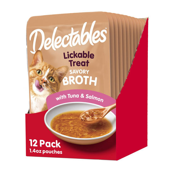 Picture of Hartz Delectables Savory Broths Tuna & Salmon Lickable Wet Cat Treats, 12 Count