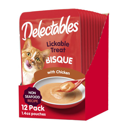 Picture of Hartz Delectables Non-Seafood Bisque Lickable We Cat Treats for Adults & Senior Cats, Chicken (Pack of 12)