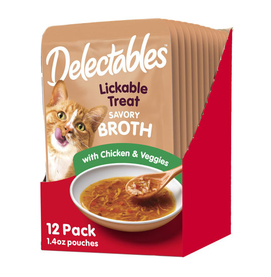 Picture of Hartz Delectables Savory Broths Chicken & Veggies Lickable Wet Cat Treats, 12 Count