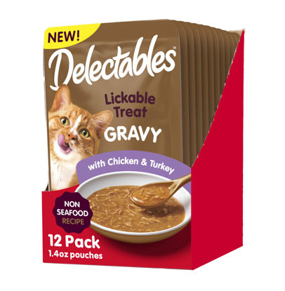 Picture of Hartz Delectables Gravy Non-Seafood Lickable Wet Cat Treat & Food Topper, Chicken & Turkey, 12 Pack, 1.40 Ounce (Pack of 12)