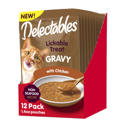 Picture of Hartz Delectables Gravy Non-Seafood Lickable Wet Cat Treat & Food Topper, Chicken, 12 Pack, 1.40 Ounce (Pack of 12)