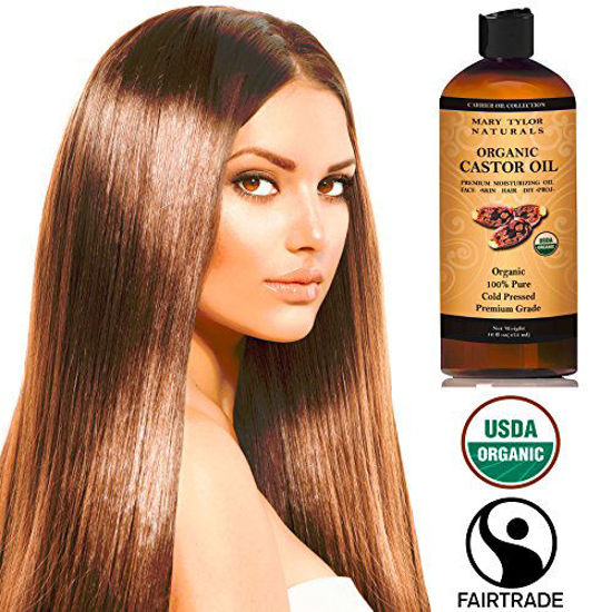 Picture of Organic Castor Oil 16 oz USDA Certified Organic, By Mary Tylor Naturals, Premium Grade, Cold Pressed, 100% Pure, Amazing Moisturizer for Skin Hair, Eyelashes Eyebrows and Hair Growth