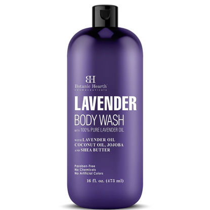 Picture of Botanic Hearth Lavender Body Wash with Peppermint Oil - for Women & Men and Shower Gel - Fights Acne, Soothes Eczema and Dry Irritated Skin, Sulfate and Paraben Free - 16 fl oz