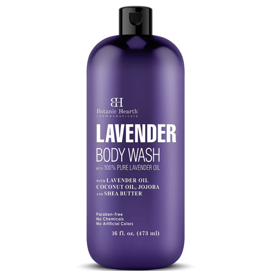 Picture of Botanic Hearth Lavender Body Wash with Peppermint Oil - for Women & Men and Shower Gel - Fights Acne, Soothes Eczema and Dry Irritated Skin, Sulfate and Paraben Free - 16 fl oz