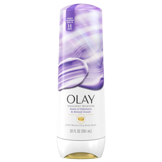 Picture of Olay Indulgent Moisture Body Wash for Women, Infused with Vitamin B3, Notes of Elderberry and Almond Cream Scent, 20 fl oz