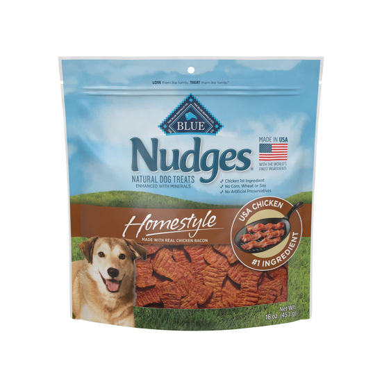 Picture of Blue Buffalo Nudges Homestyle Natural Dog Treats, Chicken and Bacon, 16oz Bag