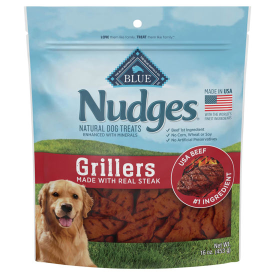 Picture of Blue Buffalo Nudges Grillers Natural Dog Treats, Made in the USA with Real Steak, 16-oz. Bag