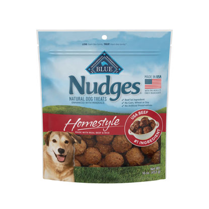 Picture of Blue Buffalo Nudges Homestyle Natural Dog Treats, Beef and Rice, 16oz Bag